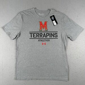 Under Armour Maryland Terrapins T Shirt Men's Large Gray Athletic Short Sleeve‎